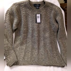 NWT Magaschoni cable knit crew neck fisherman sweater women's small
